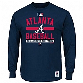 Atlanta Braves Majestic Men New Wordmark Long Sleeve WEM T-Shirt - Navy Blue,baseball caps,new era cap wholesale,wholesale hats